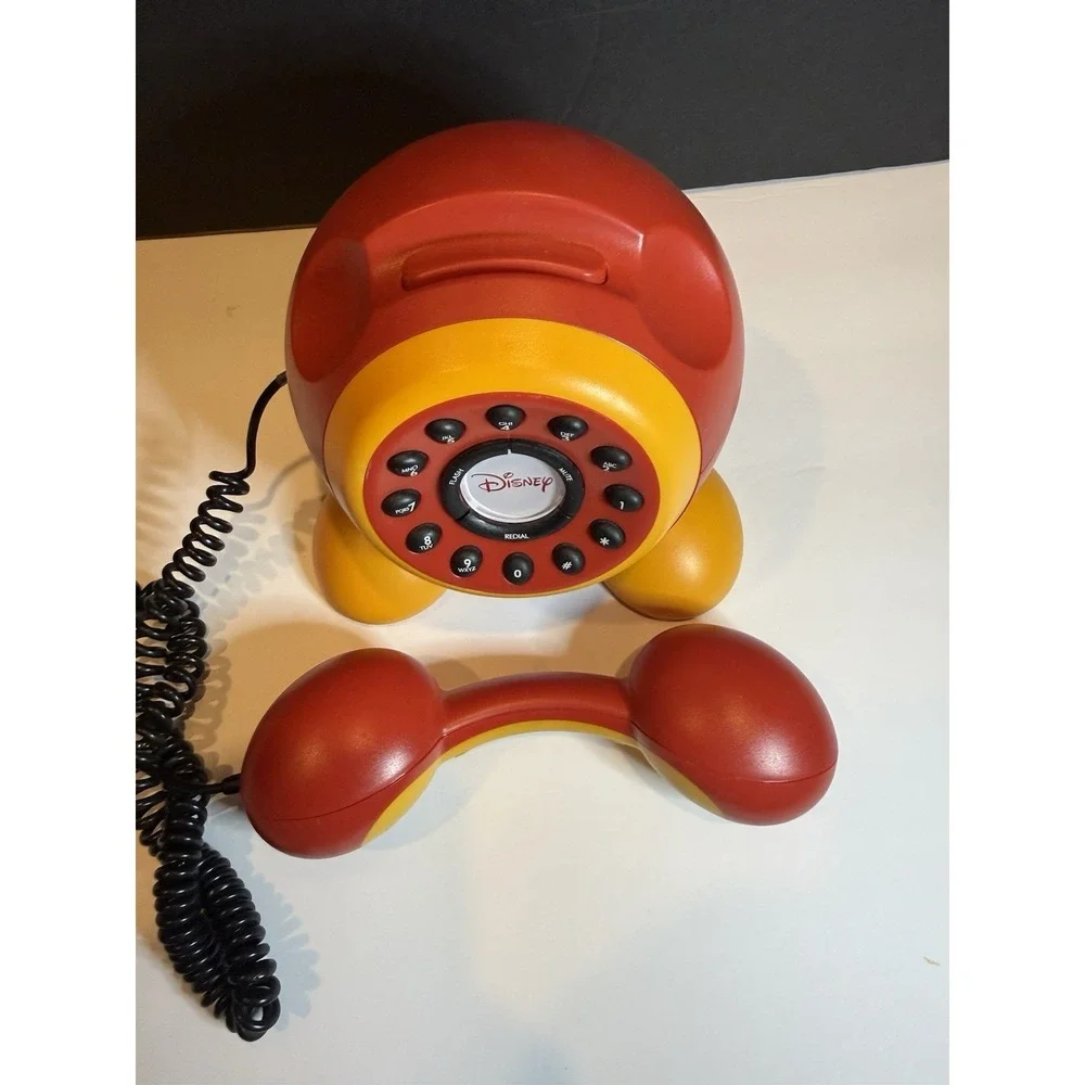Disney Mickey Mouse Corded Push Button Desk Telephone Memorex DPH8020-C Tested